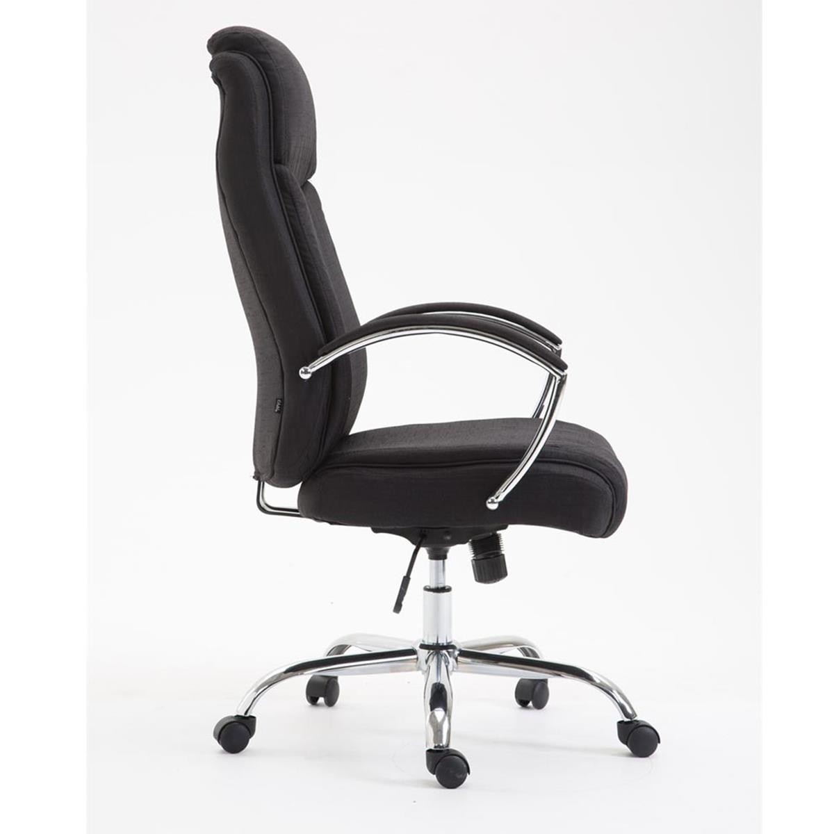 Silla de Oficina BAUDY TELA, Grueso Acolchado, Base Metálica, Tapizada en color Negro