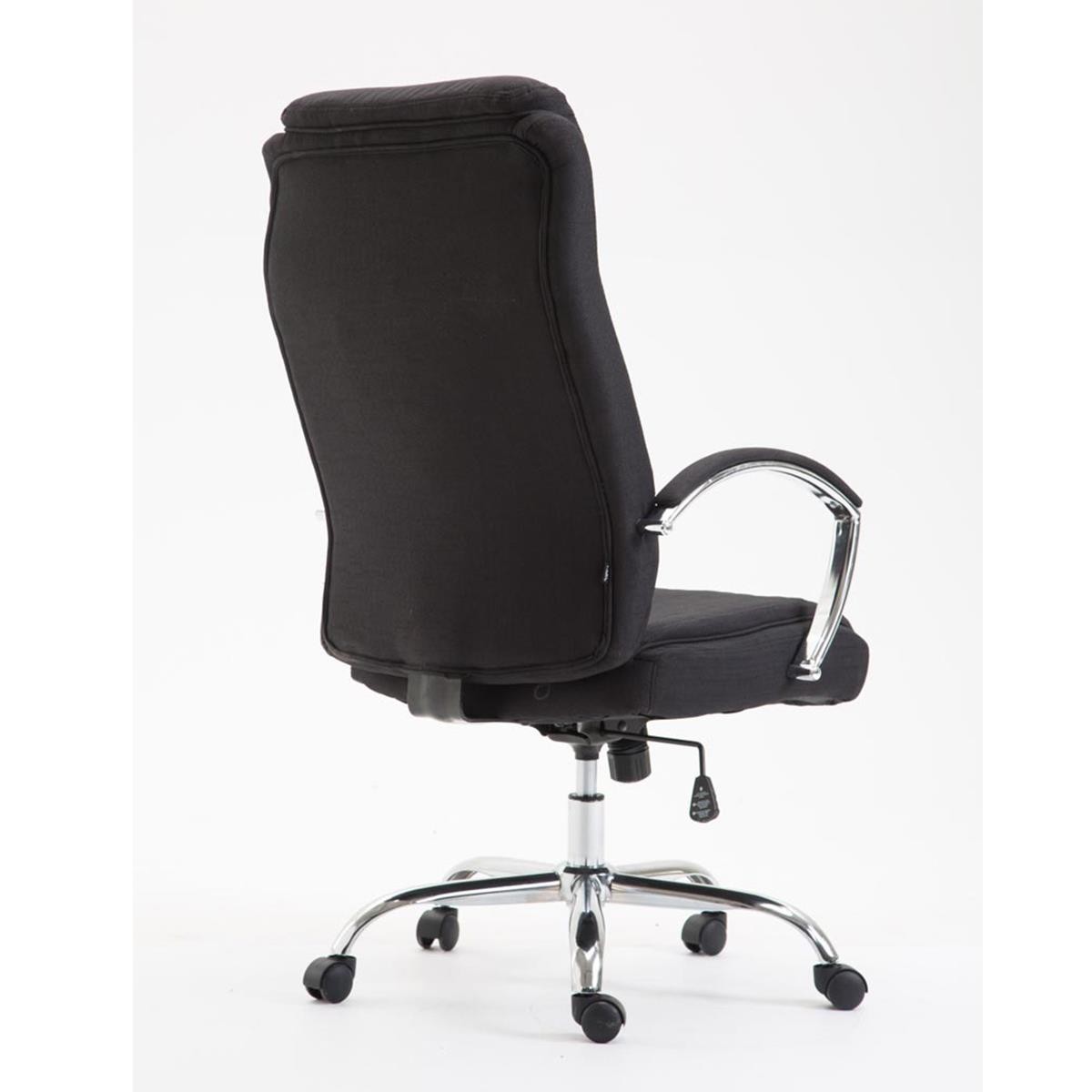 Silla de Oficina BAUDY TELA, Grueso Acolchado, Base Metálica, Tapizada en color Negro