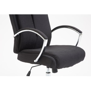 Silla de oficina BAUDY TELA, grueso acolchado, en color negro