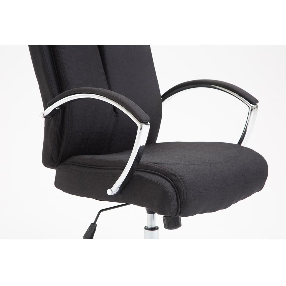 Silla de Oficina BAUDY TELA, Grueso Acolchado, Base Metálica, Tapizada en color Negro