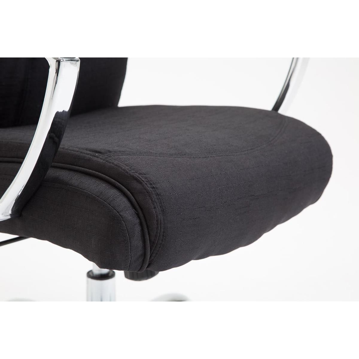 Silla de Oficina BAUDY TELA, Grueso Acolchado, Base Metálica, Tapizada en color Negro