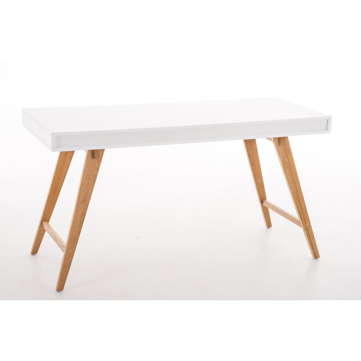 Mesa de Ordenador PROTON XL, Diseño Escandinavo, Dimensiones 140x60x75 cm, en Madera color Blanco/Roble