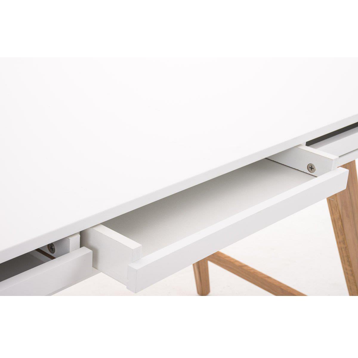 Mesa de Ordenador PROTON XL, Diseño Escandinavo, Dimensiones 140x60x75 cm, en Madera color Blanco/Roble