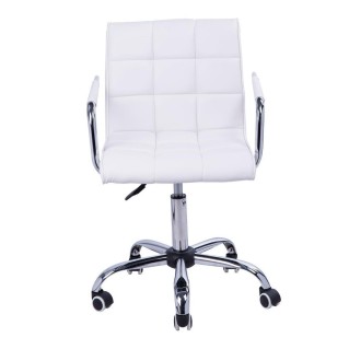 Silla de Oficina ZARKI, gran acolchado en piel blanca 2