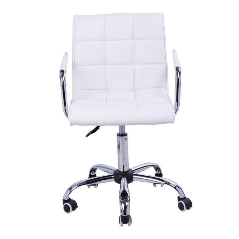 Silla de Oficina ZARKI, gran acolchado en piel blanca