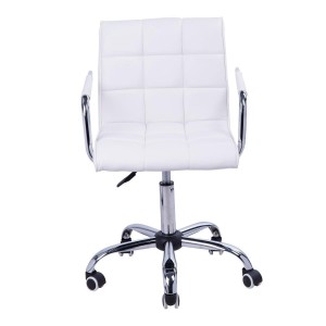 Silla de Oficina ZARKI, gran acolchado en piel blanca