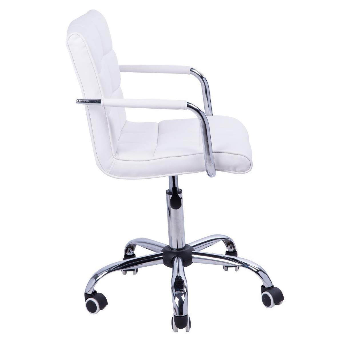 Silla de Oficina ZARKI, Estructura Metálica, Gran Acolchado en Piel color Blanco