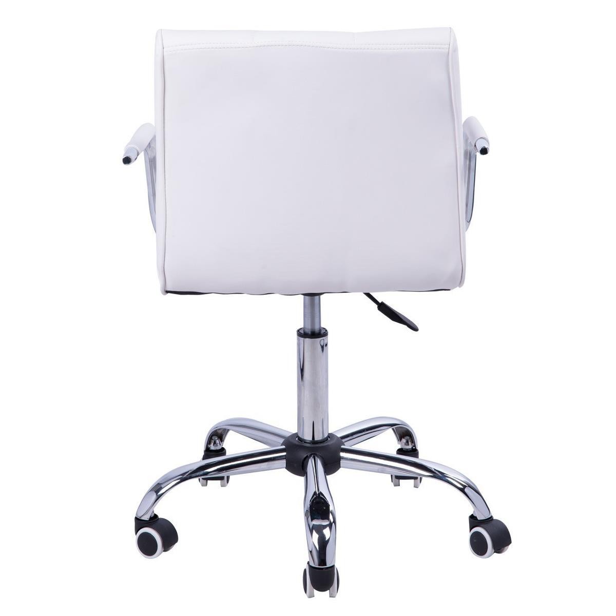 Silla de Oficina ZARKI, Estructura Metálica, Gran Acolchado en Piel color Blanco