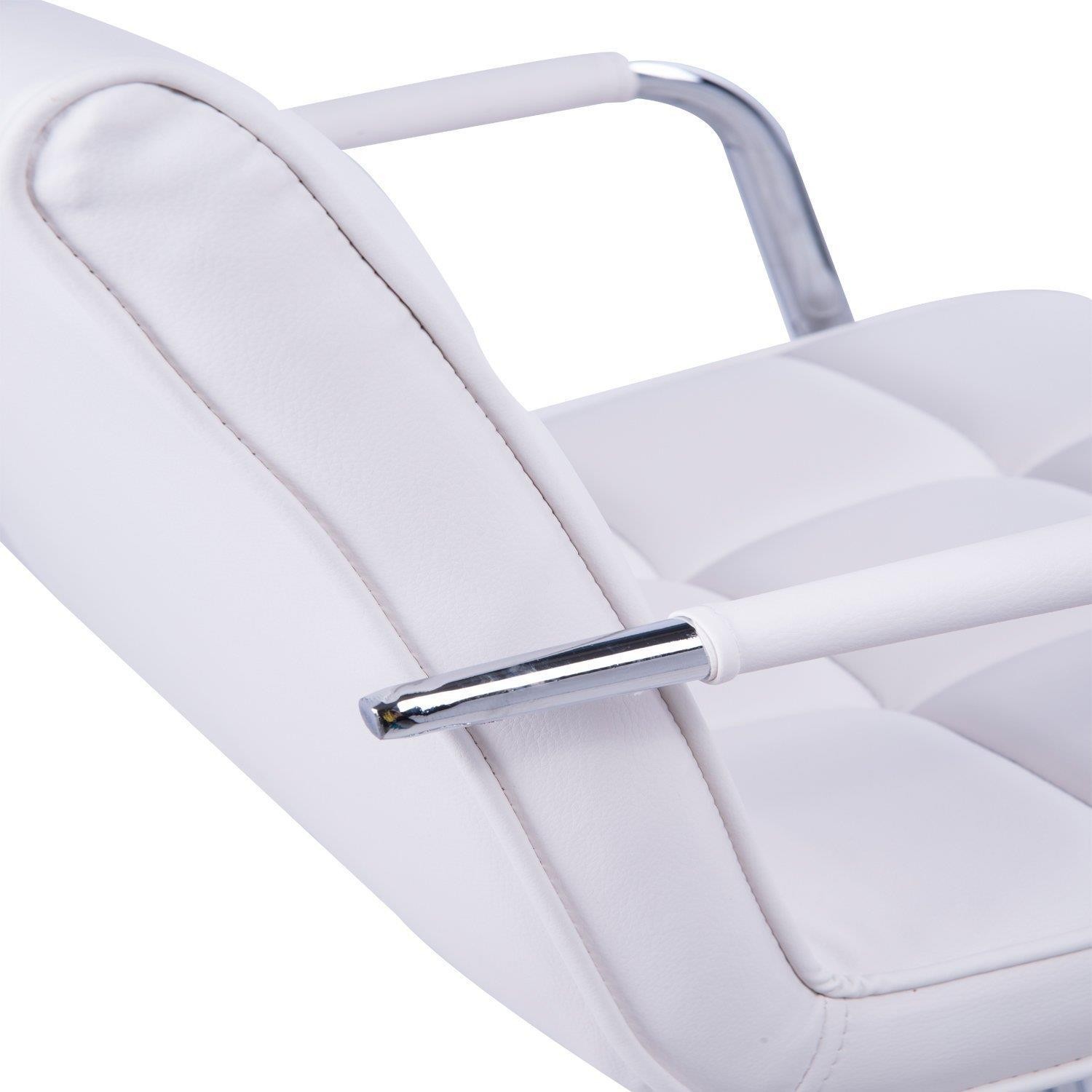 Silla de Oficina ZARKI, Estructura Metálica, Gran Acolchado en Piel color Blanco