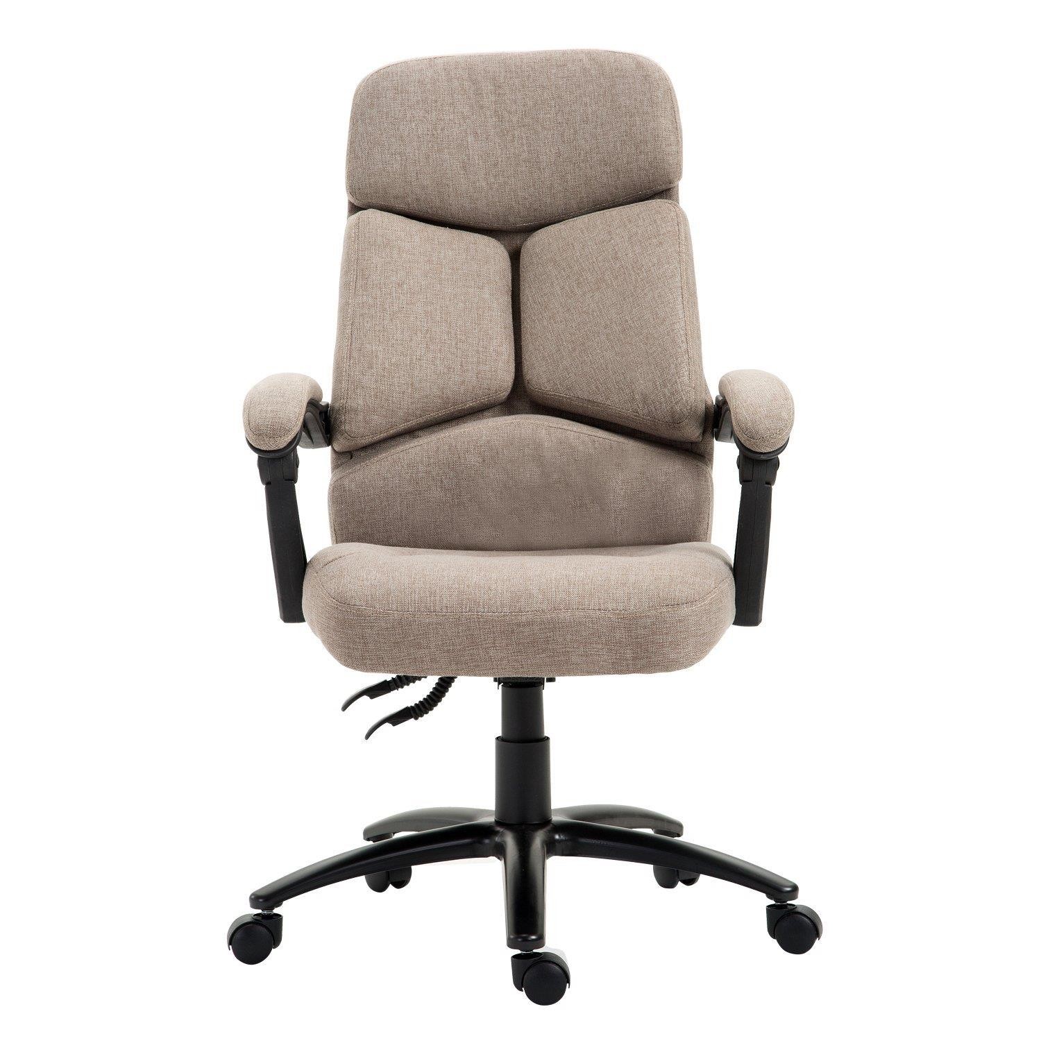 Sillón de Oficina JACKO, Reclinable hasta 135º, Grueso Acolchado, en Tela color Marrón Claro