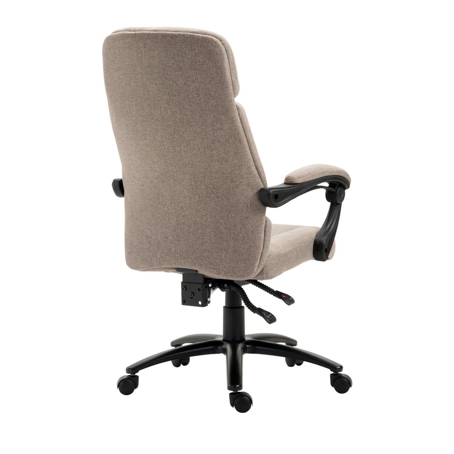 Sillón de Oficina JACKO, Reclinable hasta 135º, Grueso Acolchado, en Tela color Marrón Claro