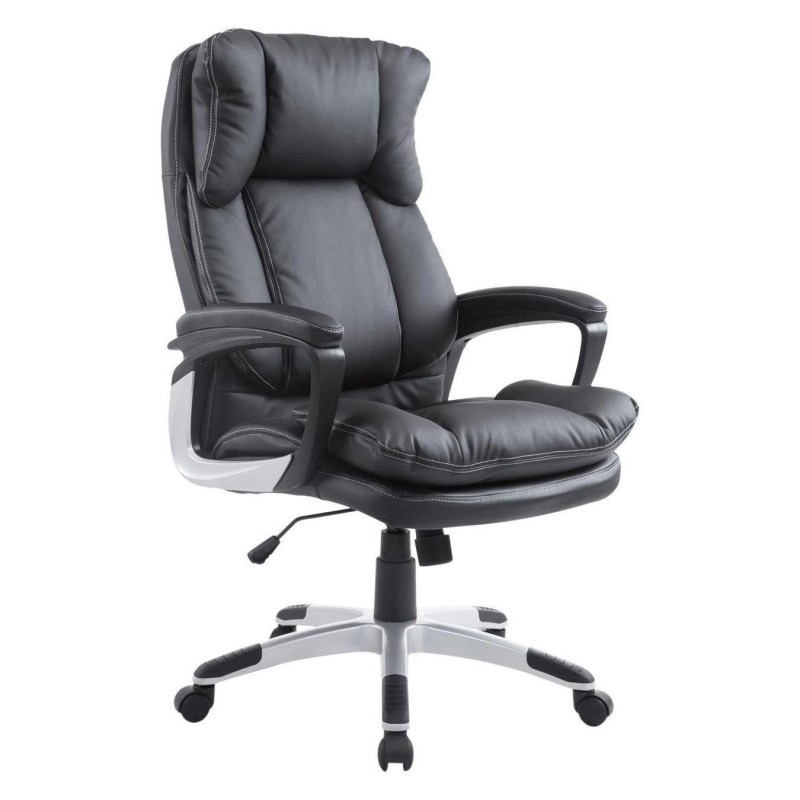 Sillón de Oficina SURIMI, Doble Acolchado, en Piel color Negro