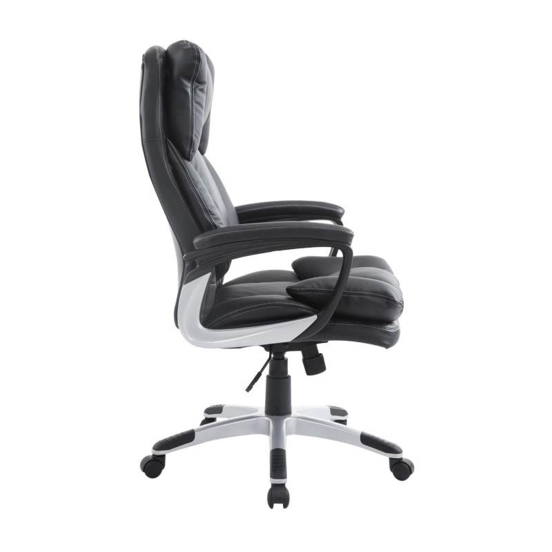 Sillón de Oficina SURIMI, Doble Acolchado, en Piel color Negro
