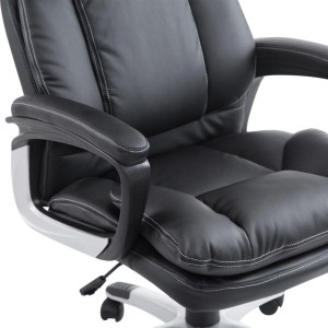 Sillón de Oficina SURIMI, Doble Acolchado, en Piel color Negro