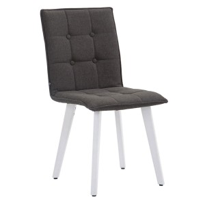 Silla de Confidente ERNY, patas blancas y tela negra