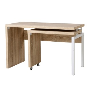 Mesa de ordenador JATEK en metal y madera color roble 2