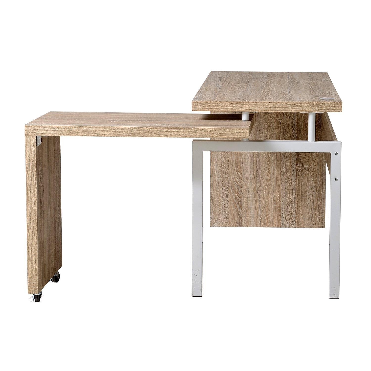 Mesa de Ordenador JATEK, Extensible, Estructura de Metal y Madera color Roble
