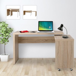 Mesa de ordenador JATEK en metal y madera color roble