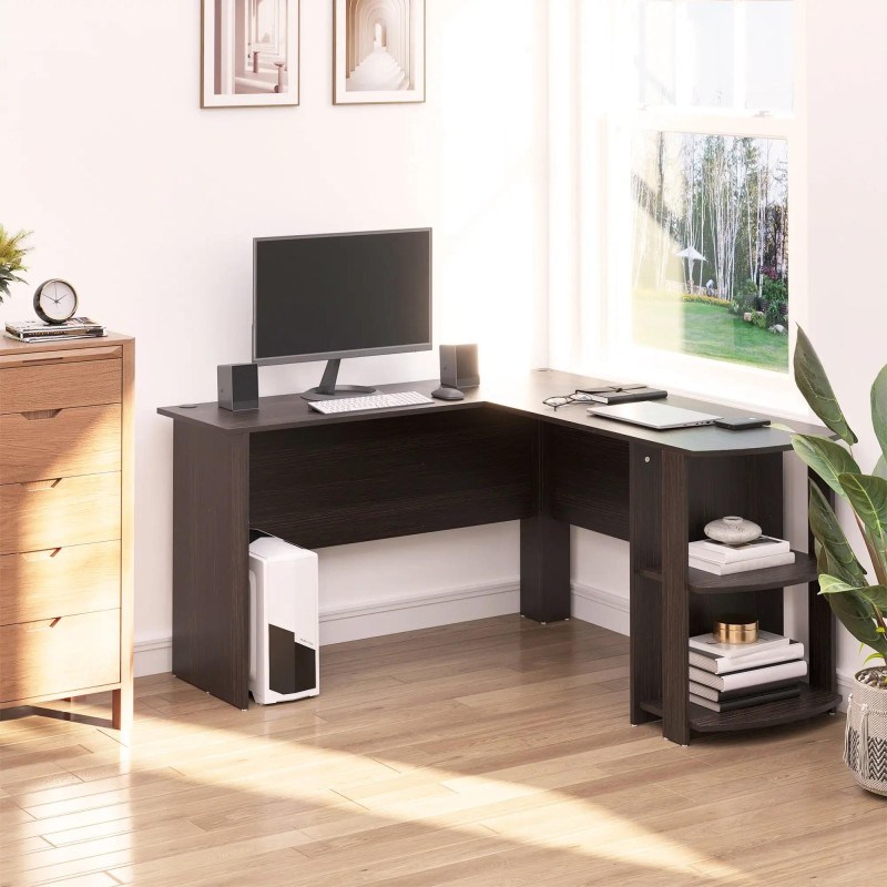 Mesa de ordenador DAVEN en madera color blanco y nogal