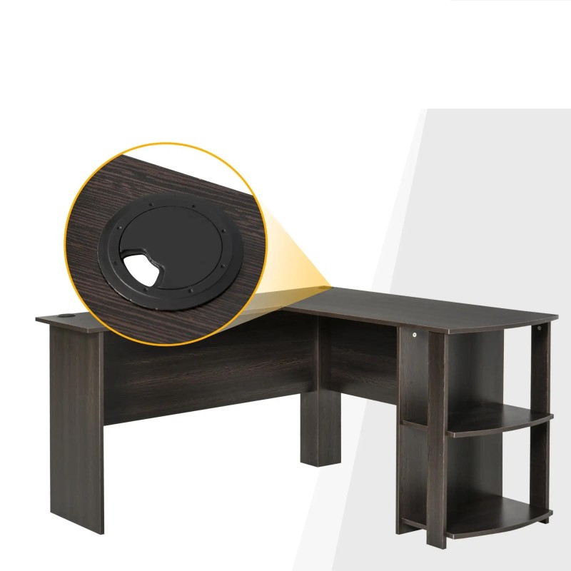 Mesa de ordenador DAVEN en madera color blanco y nogal