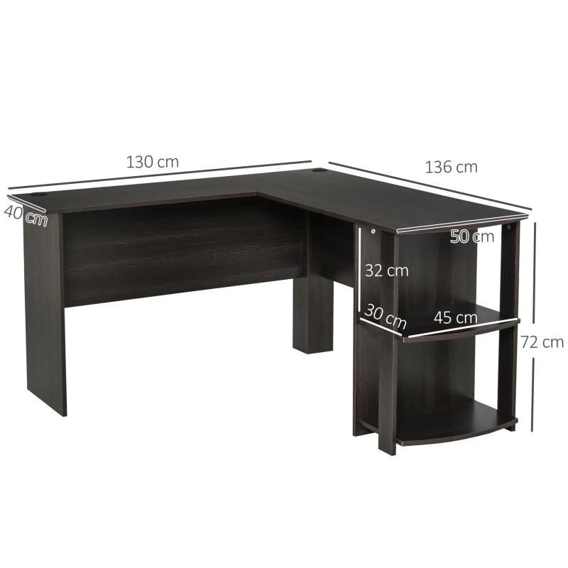 Mesa de ordenador DAVEN en madera color blanco y nogal