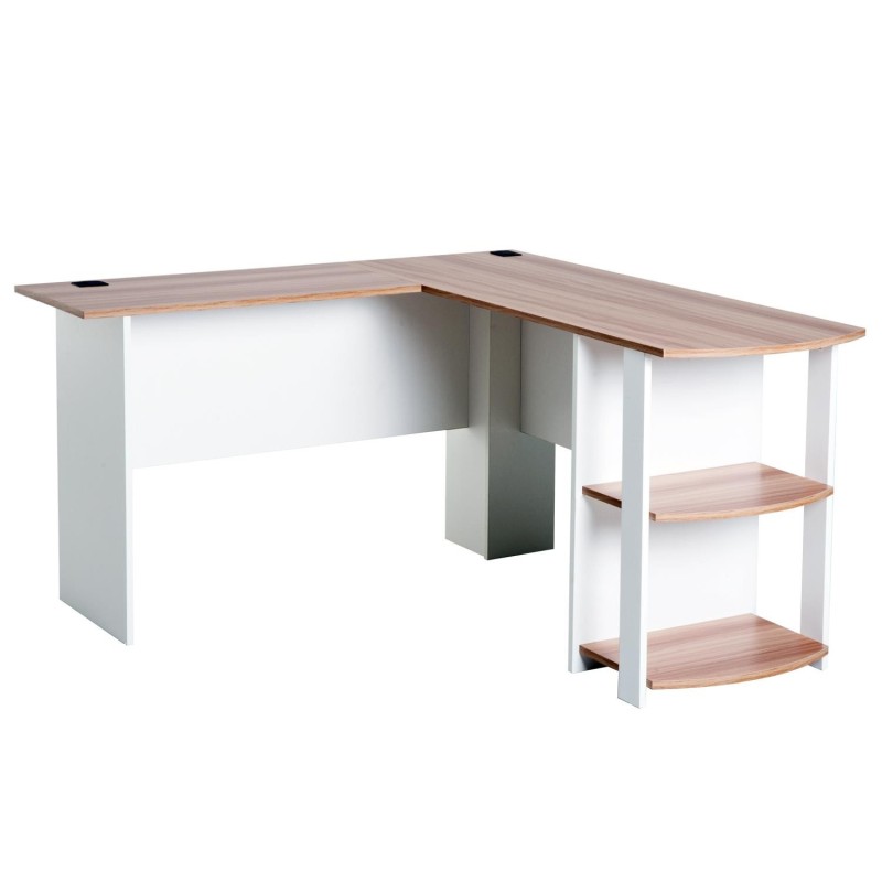 Mesa de ordenador DAVEN en madera color blanco y nogal