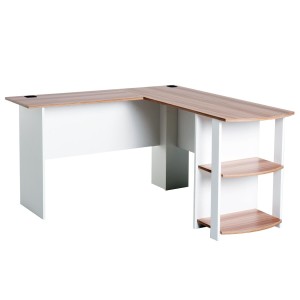 Mesa de ordenador DAVEN en madera color blanco y nogal