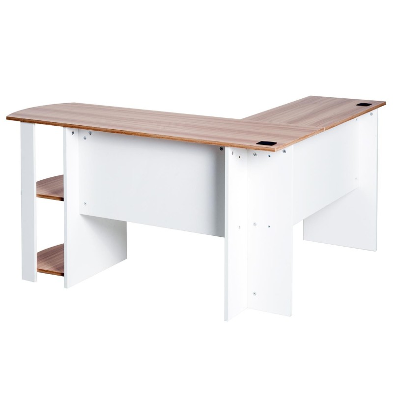 Mesa de ordenador DAVEN en madera color blanco y nogal