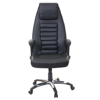 Silla de oficina PANDA, grueso acolchado, en piel color negro 2