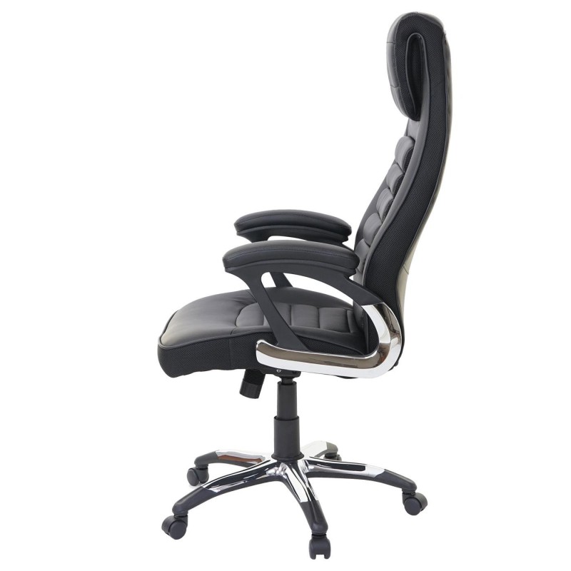 Silla de oficina PANDA, grueso acolchado, en piel color negro