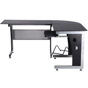 Mesa de ordenador VOCAR en madera y cristal color negro