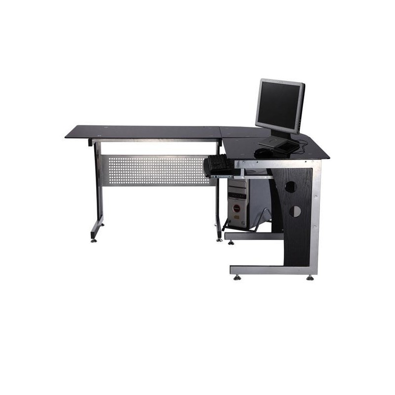 Mesa de ordenador VOCAR en madera y cristal color negro