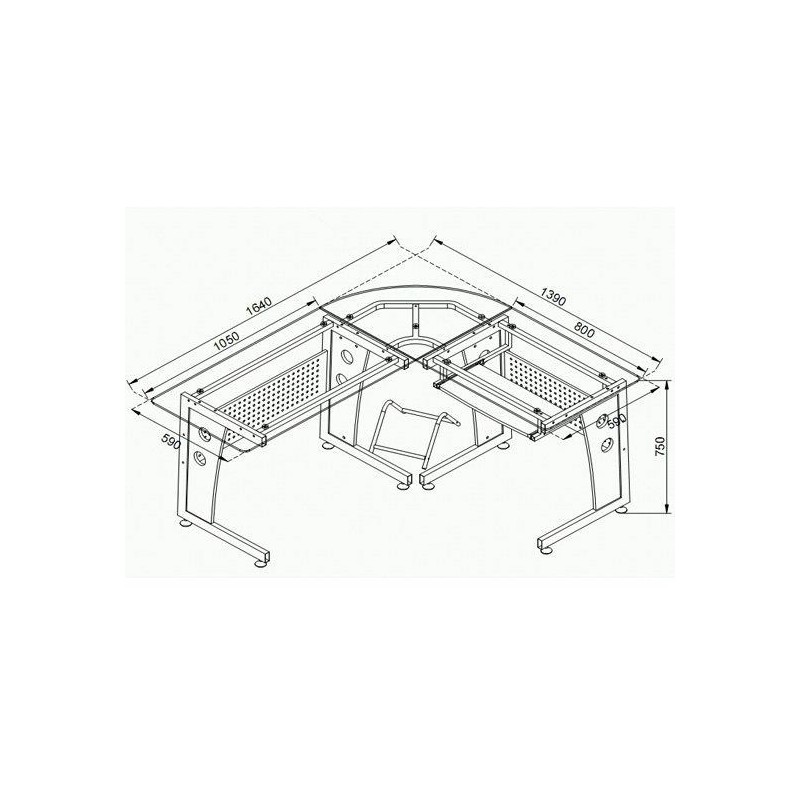 Mesa de ordenador VOCAR en madera y cristal color negro