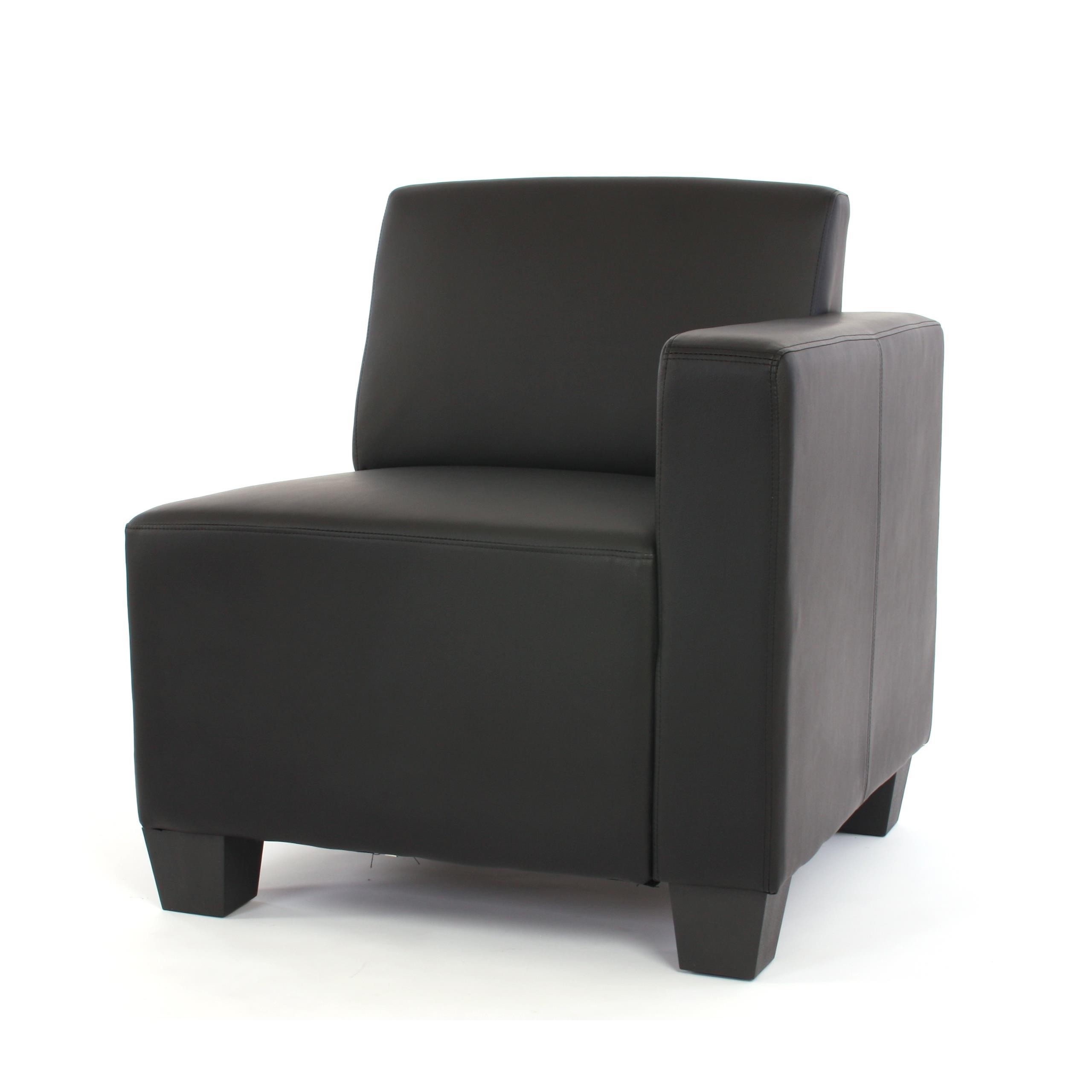 Sofá Modular de 2 plazas LONY, Gran Acolchado, Exclusivo Diseño, en Piel color Negro