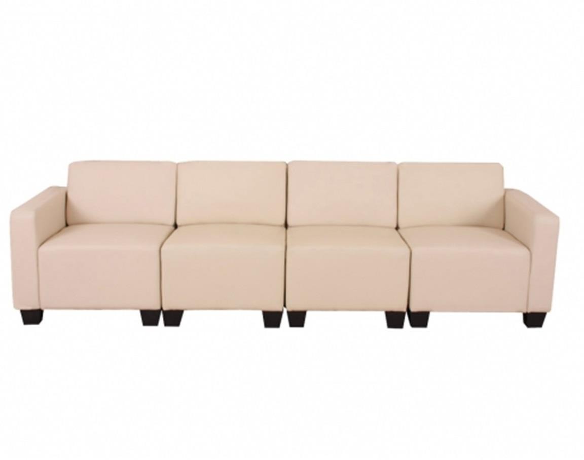 Sofá Modular de 4 plazas LONY, Gran Acolchado, Exclusivo Diseño, en Piel color Negro