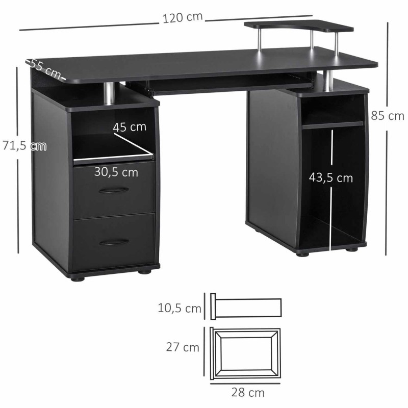 Mesa de ordenador GRISO en madera color negro