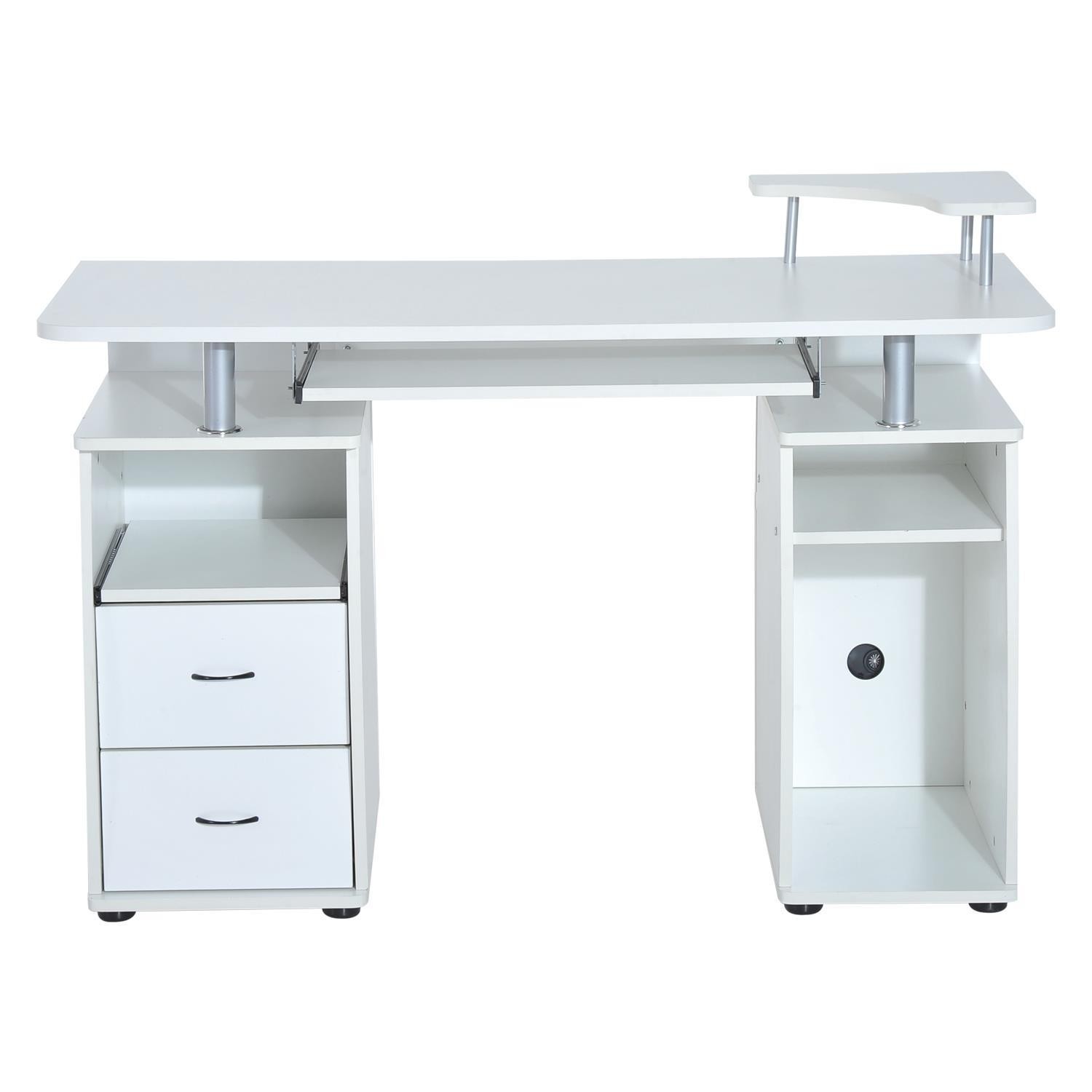 Mesa para Ordenador GRISO, con Cajones y Bandeja para Teclado, Dimensiones 120x55x85 cm, en Madera color Negro