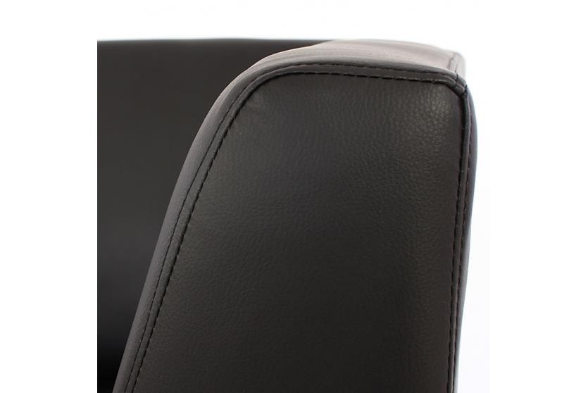 Sofá Modular de 3 plazas LONY, Gran Acolchado y Reposabrazos Altos, en Piel color Negro