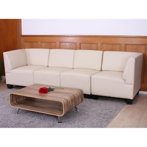 Sofá 4 plazas LONY, Reposabrazos Altos, en Piel color Negro
