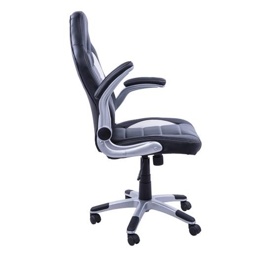 Silla de Ordenador JORDAN, Diseño Deportivo, Reposabrazos Abatibles, en Piel color Negro
