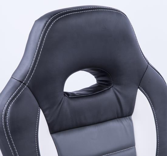 Silla de Ordenador JORDAN, Diseño Deportivo, Reposabrazos Abatibles, en Piel color Negro
