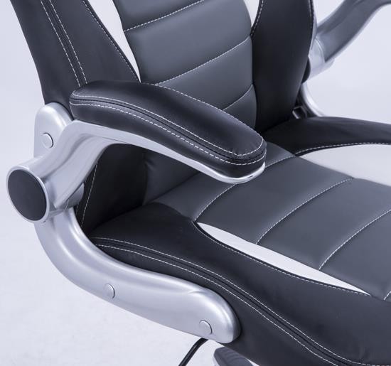 Silla de Ordenador JORDAN, Diseño Deportivo, Reposabrazos Abatibles, en Piel color Negro