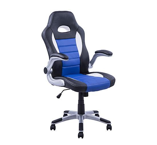 Silla de Ordenador JORDAN, Diseño Deportivo, Reposabrazos Abatibles, en Piel color Negro