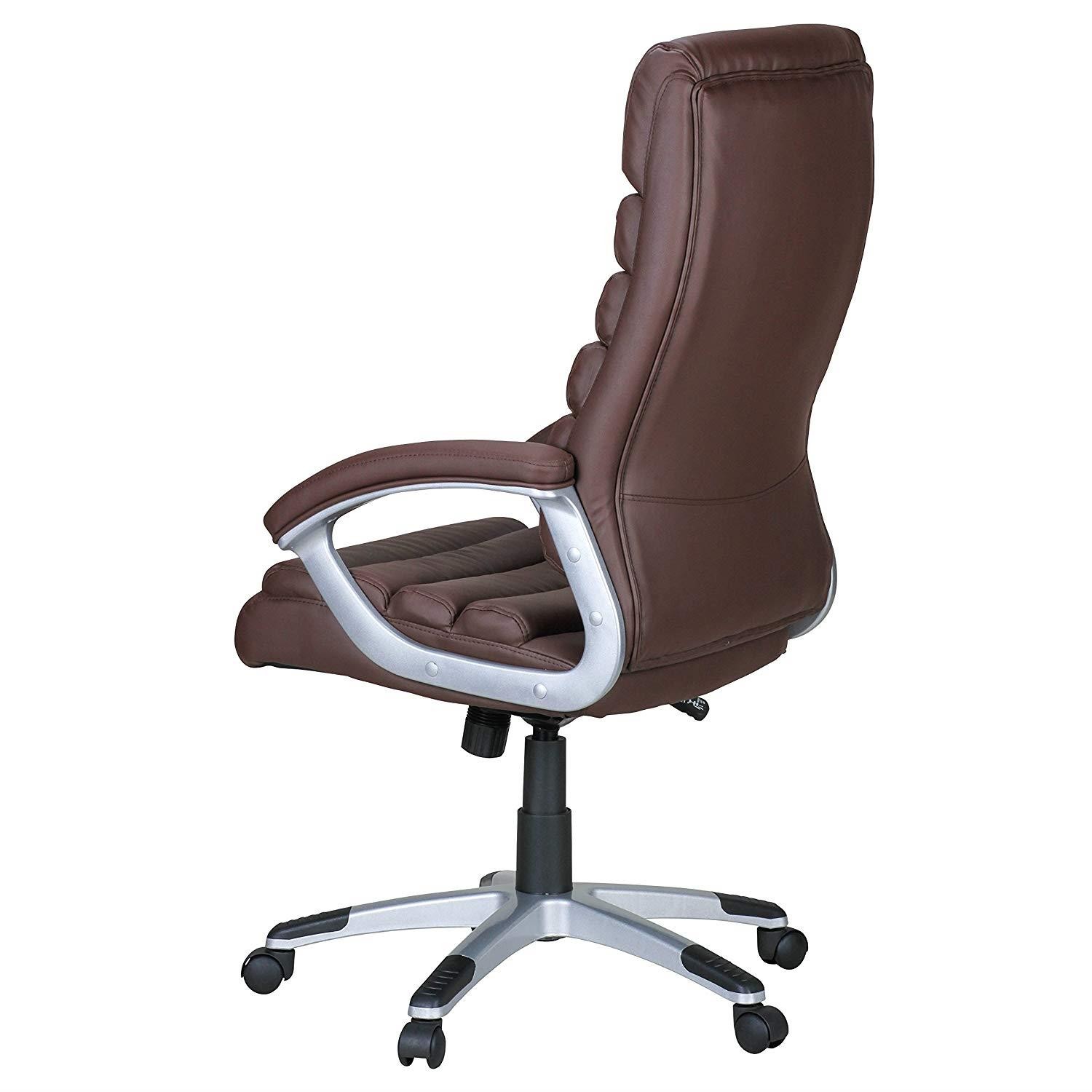 Silla de Oficina VALENCIA, Diseño con Elegantes Costuras, En Piel color Negro