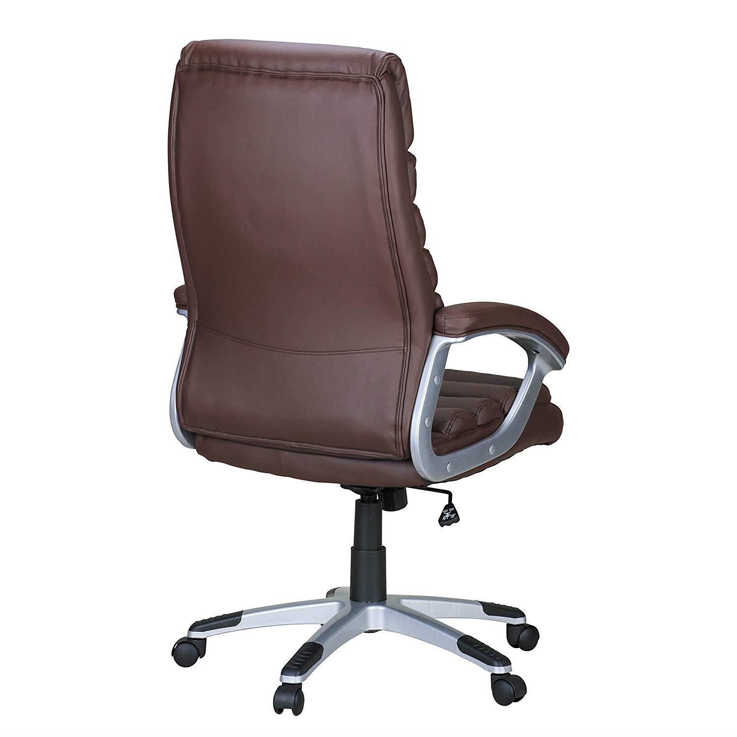 Silla de Oficina VALENCIA, Diseño con Elegantes Costuras, En Piel color Negro