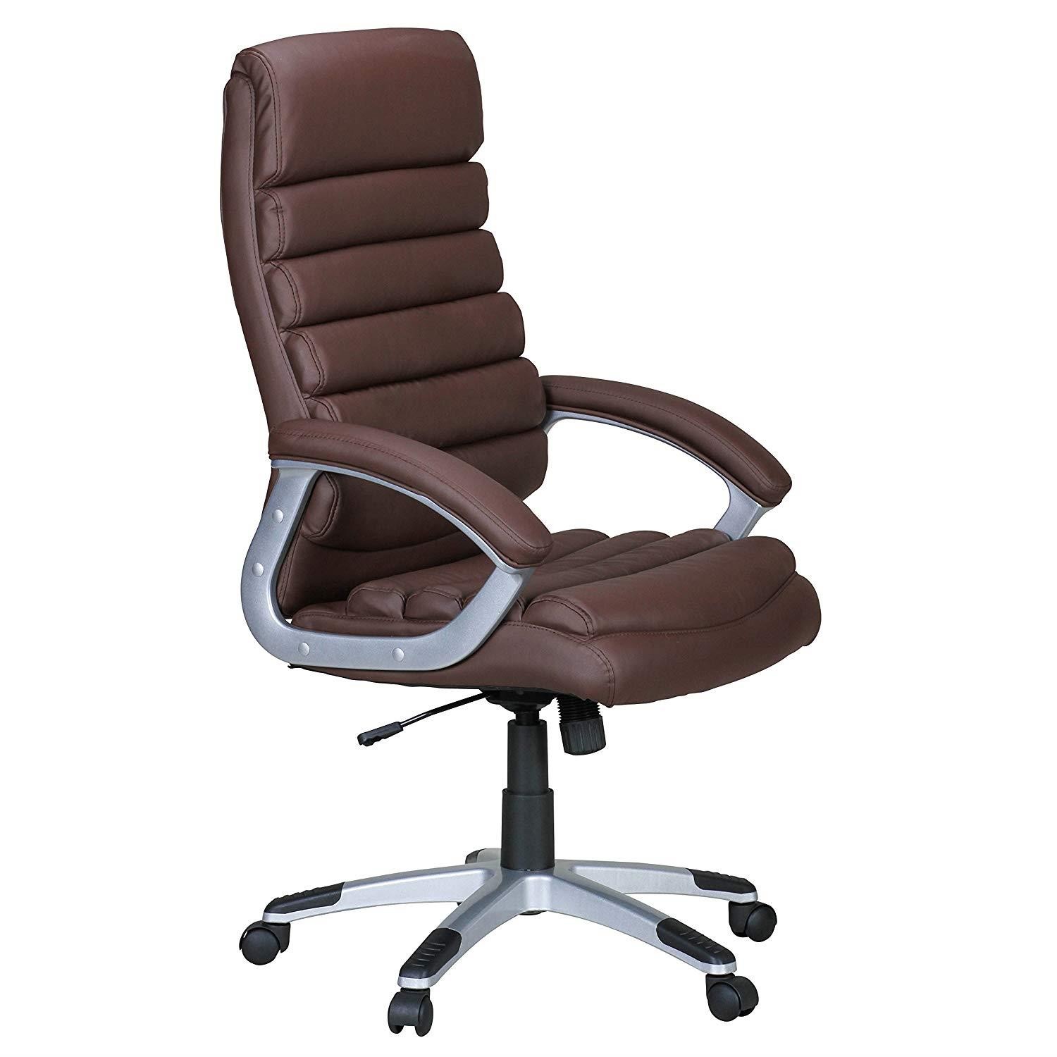 Silla de Oficina VALENCIA, Diseño con Elegantes Costuras, En Piel color Negro