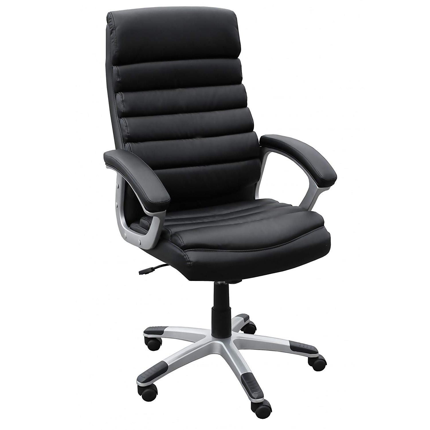 Silla de Oficina VALENCIA, Diseño con Elegantes Costuras, En Piel color Negro