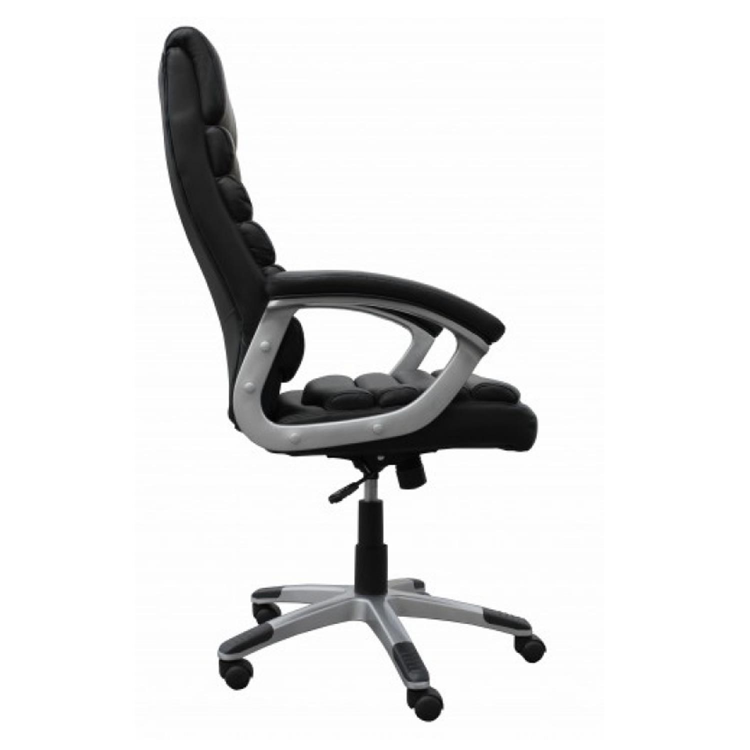 Silla de Oficina VALENCIA, Diseño con Elegantes Costuras, En Piel color Negro