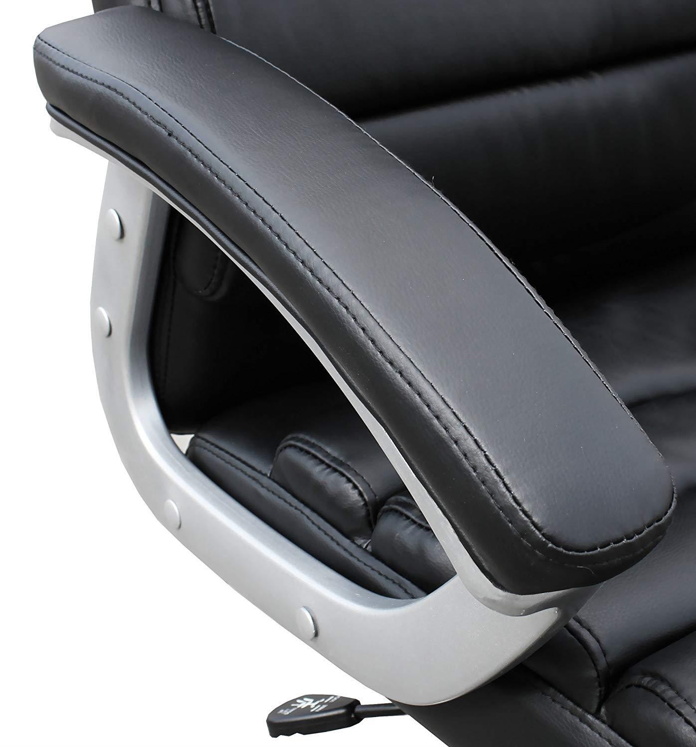 Silla de Oficina VALENCIA, Diseño con Elegantes Costuras, En Piel color Negro