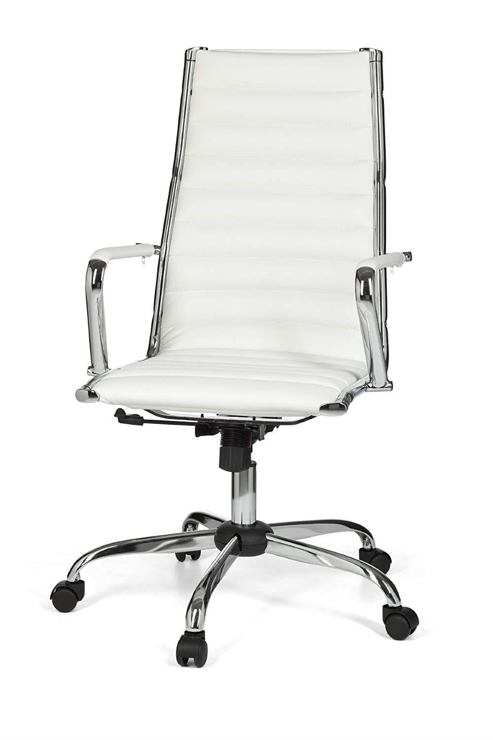 Silla de Oficina GREF, Respaldo Alto, Estructura Metálica, Precioso Diseño en Piel Negra
